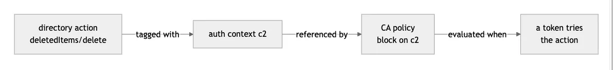 How a protected action binds an authentication context to a directory action