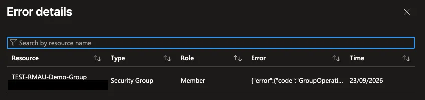Fulfillment error detail for the protected group