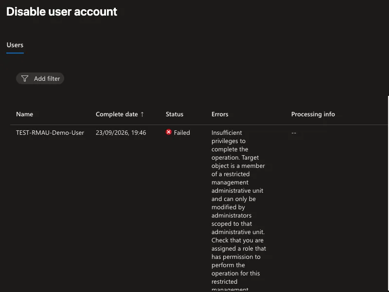 Lifecycle Workflows task failed with the RMAU error